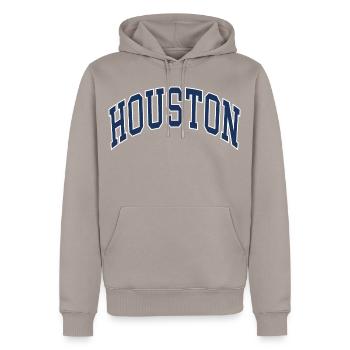 Houston - Männer Premium Bio Hoodie - Taupe - Vorne - Nico (187cm)