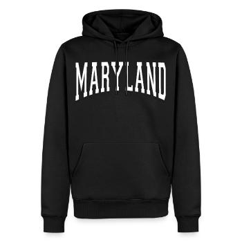 Maryland - Männer Premium Bio Hoodie - Schwarz - Vorne - Nico (187cm)