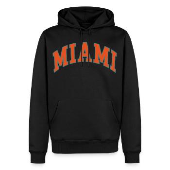 Miami - Männer Premium Bio Hoodie - Schwarz - Vorne - Nico (187cm)