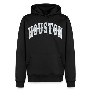 Houston - Männer Premium Bio Hoodie - Schwarz - Vorne - Nico (187cm)