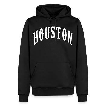 Houston - Männer Premium Bio Hoodie - Schwarz - Vorne - Nico (187cm)