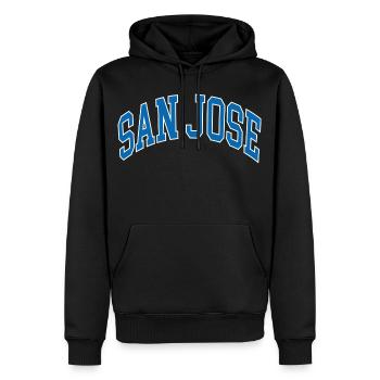 San Jose - Männer Premium Bio Hoodie - Schwarz - Vorne - Nico (187cm)