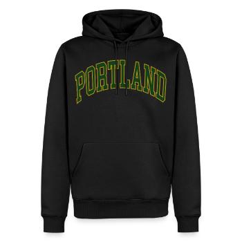 Portland - Männer Premium Bio Hoodie - Schwarz - Vorne - Nico (187cm)