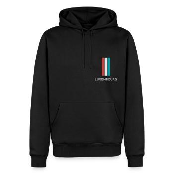 Drapeau du Luxembourg, fierté luxembourgeoise - Sweat à capuche Premium bio Homme - noir - Devant - Nico (187cm)