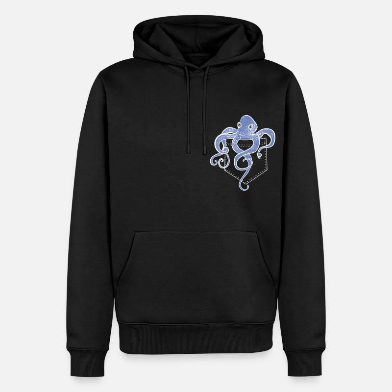 Nette blaue Krake - Männer Premium Bio Hoodie - Schwarz