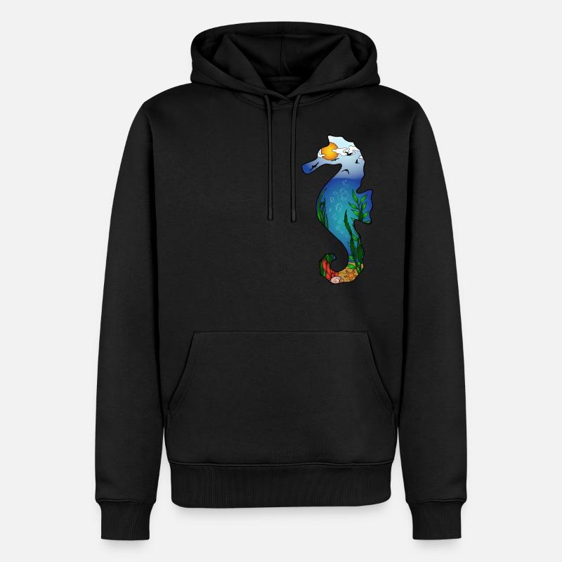 Silhouette hippocampe - Sweat à capuche Premium bio Homme - noir
