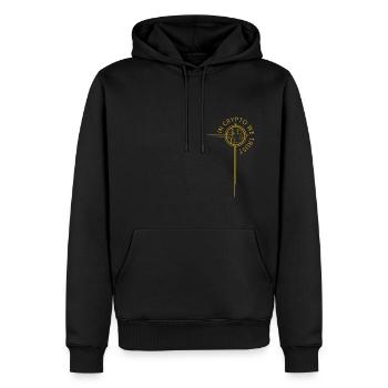 Cryptocurrencies like Bitcoin are money - Men’s Premium Organic Hoodie - black - Front - Nico (187cm)