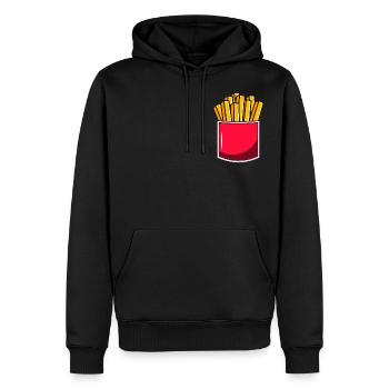 Pocket Fries - Brusttasche Pommes Frites - Männer Premium Bio Hoodie - Schwarz - Vorne - Nico (187cm)