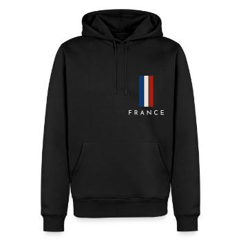 Drapeau de la France, fierté française - Sweat à capuche Premium bio Homme - noir - Devant - Nico (187cm)