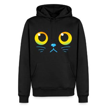 Curieux yeux de chat noir - Sweat à capuche Premium bio Homme - noir - Devant - Nico (187cm)
