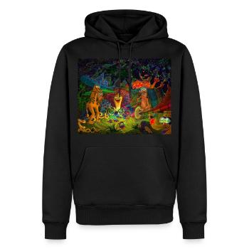 Mushroom party - Men’s Premium Organic Hoodie - black - Front - Nico (187cm)