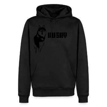 HUSKY PIC Frieden Geschwindigkeit und Leistung schwarz - Männer Premium Bio Hoodie - Schwarz - Vorne - Nico (187cm)