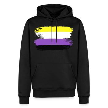 Drapeau Fierté Nonbinary LGBTQ Drapeau Pride LGBT - Sweat à capuche Premium bio Homme - noir - Devant - Nico (187cm)