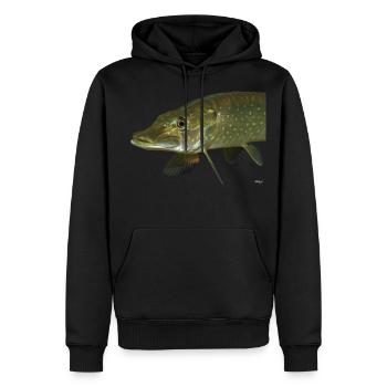 Brochet - Sweat à capuche Premium bio Homme - noir - Devant - Nico (187cm)