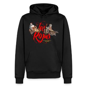 las rojas - Sweat à capuche Premium bio Homme - noir - Devant - Nico (187cm)