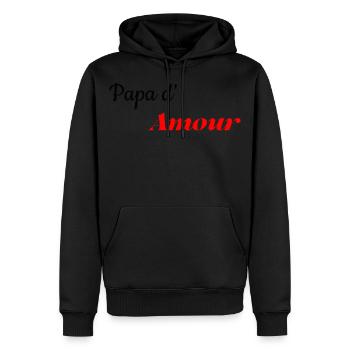 papa d amour - Sweat à capuche Premium bio Homme - noir - Devant - Nico (187cm)