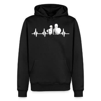 Seidenhuhn Herzschlag EKG Silkie Hühner Geschenk - Männer Premium Bio Hoodie - Schwarz - Vorne - Nico (187cm)