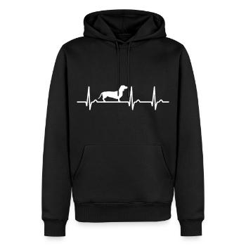 Courbe cardiaque teckel - Pulse Dog - Dog Fan Pet - Sweat à capuche Premium bio Homme - noir - Devant - Nico (187cm)