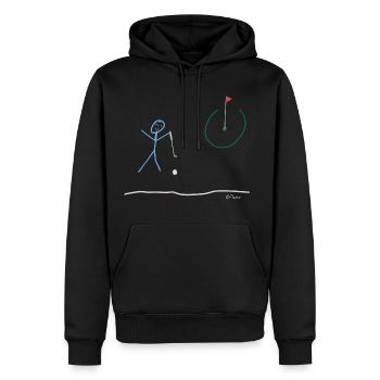 Golf Strichmännchen, lustig Hobby Freizeit Sport - Männer Premium Bio Hoodie - Schwarz - Vorne - Nico (187cm)