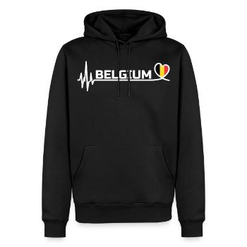 Belgium Sport Fan Fussball White - Männer Premium Bio Hoodie - Schwarz - Vorne - Nico (187cm)