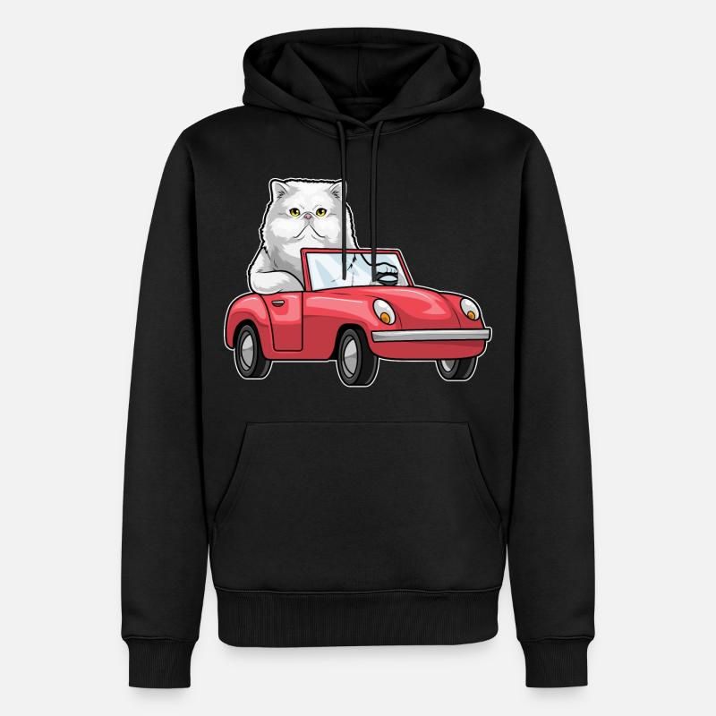 Voiture chat persan - Sweat à capuche Premium bio Homme - noir