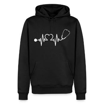 Infirmière Docteur heartbeat stéthoscope - Sweat à capuche Premium bio Homme - noir - Devant - Nico (187cm)