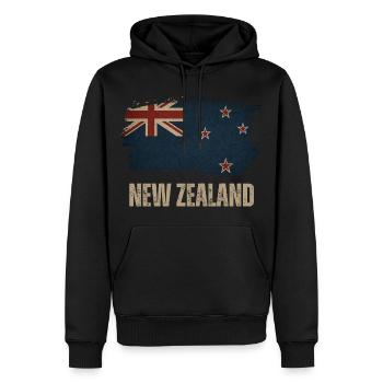 Grunge Neuseeland Flagge - Männer Premium Bio Hoodie - Schwarz - Vorne - Nico (187cm)