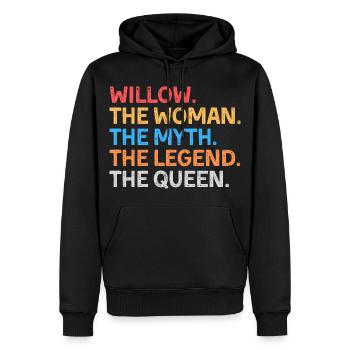 Willow The Woman The Myth The Legend The Queen - Men’s Premium Organic Hoodie - black - Front - Nico (187cm)
