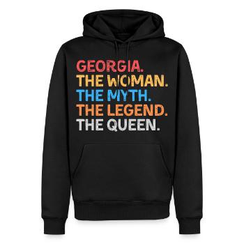 Georgia La Femme Le Mythe La Légende La Reine - Sweat à capuche Premium bio Homme - noir - Devant - Nico (187cm)