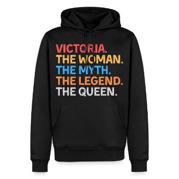 Victoria La Femme Le Mythe La Légende La Reine - Sweat à capuche Premium bio Homme - noir - Devant - Nico (187cm)
