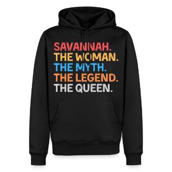 Savannah La Femme Le Mythe La Légende La Reine - Sweat à capuche Premium bio Homme - noir - Devant - Nico (187cm)