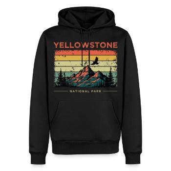 Yellowstone Nationalpark Retro - Männer Premium Bio Hoodie - Schwarz - Vorne - Nico (187cm)