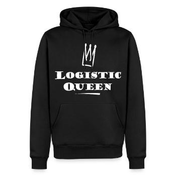 Logistics Queen Lettering - Men’s Premium Organic Hoodie - black - Front - Nico (187cm)