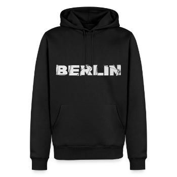Berlin Allemagne City Font Skyline brisée - Sweat à capuche Premium bio Homme - noir - Devant - Nico (187cm)