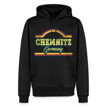 Chemnitz Allemagne Ville Police Vintage Rétro - Sweat à capuche Premium bio Homme - noir - Devant - Nico (187cm)