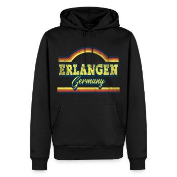 Erlangen Allemagne City Font Vintage Rétro - Sweat à capuche Premium bio Homme - noir - Devant - Nico (187cm)