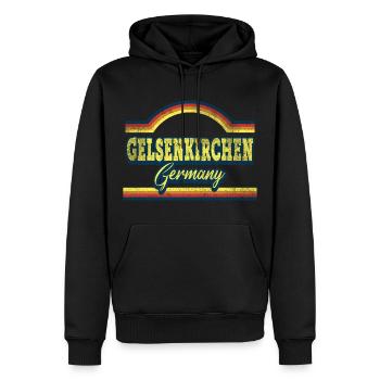 Gelsenkirchen Deutschland Stadt Schrift Vintage - Männer Premium Bio Hoodie - Schwarz - Vorne - Nico (187cm)