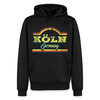 Cologne Allemagne City Font Vintage Retro - Sweat à capuche Premium bio Homme - noir - Devant - Nico (187cm)