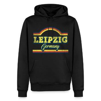 Leipzig Germany City Font Vintage Retro - Men’s Premium Organic Hoodie - black - Front - Nico (187cm)