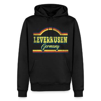 Leverkusen Allemagne Ville Police Vintage Rétro - Sweat à capuche Premium bio Homme - noir - Devant - Nico (187cm)