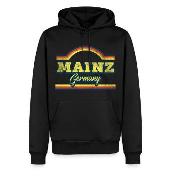 Mainz Deutschland Stadt Schrift Vintage Retro - Männer Premium Bio Hoodie - Schwarz - Vorne - Nico (187cm)