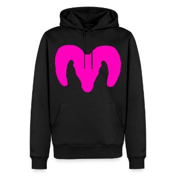 Dickhornschaf Silhouette – Wildnis pur - Männer Premium Bio Hoodie - Schwarz - Vorne - Nico (187cm)