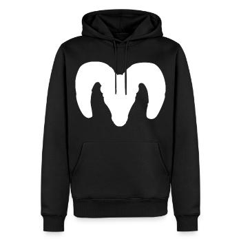 Dickhornschaf Silhouette – Wildnis pur - Männer Premium Bio Hoodie - Schwarz - Vorne - Nico (187cm)
