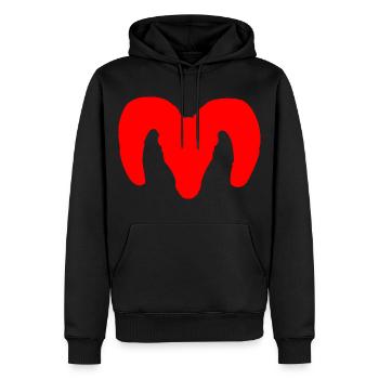 Dickhornschaf Silhouette – Wildnis pur - Männer Premium Bio Hoodie - Schwarz - Vorne - Nico (187cm)