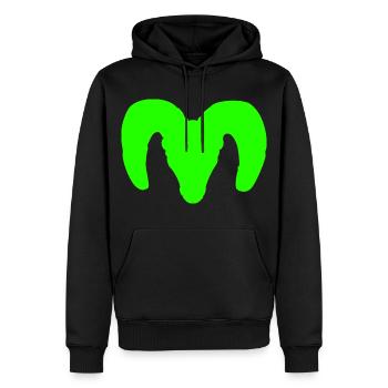 Dickhornschaf Silhouette – Wildnis pur - Männer Premium Bio Hoodie - Schwarz - Vorne - Nico (187cm)
