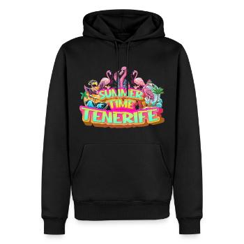 Teneriffa Sommer Flamingo Palmen Strand Meer - Männer Premium Bio Hoodie - Schwarz - Vorne - Nico (187cm)