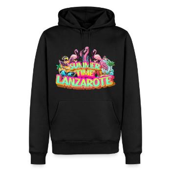 Lanzarote Sommer Flamingo Palmen Strand Meer - Männer Premium Bio Hoodie - Schwarz - Vorne - Nico (187cm)