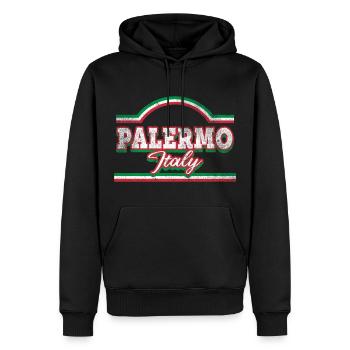 Palermo Italien Stadt Skyline Schrift Vintage - Männer Premium Bio Hoodie - Schwarz - Vorne - Nico (187cm)