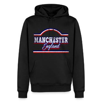 Manchester England UK Stadt Schrift Vintage Retro - Männer Premium Bio Hoodie - Schwarz - Vorne - Nico (187cm)