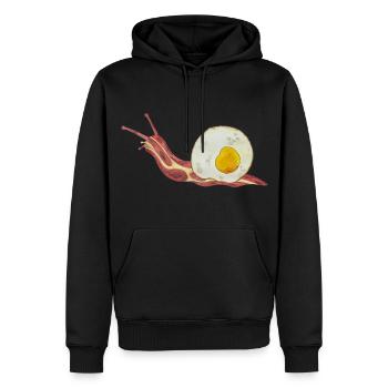 Baconschnecke Bacon and egg Spiegelei - Männer Premium Bio Hoodie - Schwarz - Vorne - Nico (187cm)